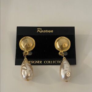 Gold and Pearl Drop Earrings